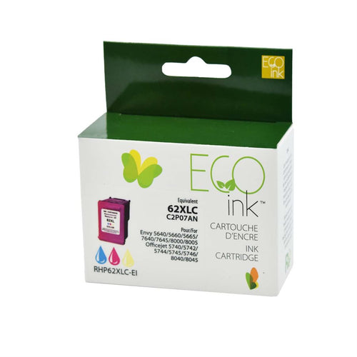 HP 62XL Remanufactured Colour EcoInk with Ink Level Indicator - High Yield