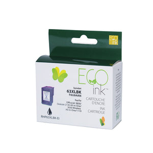 HP 63XL Remanufactured Black EcoInk with ink level indicator - High Yield