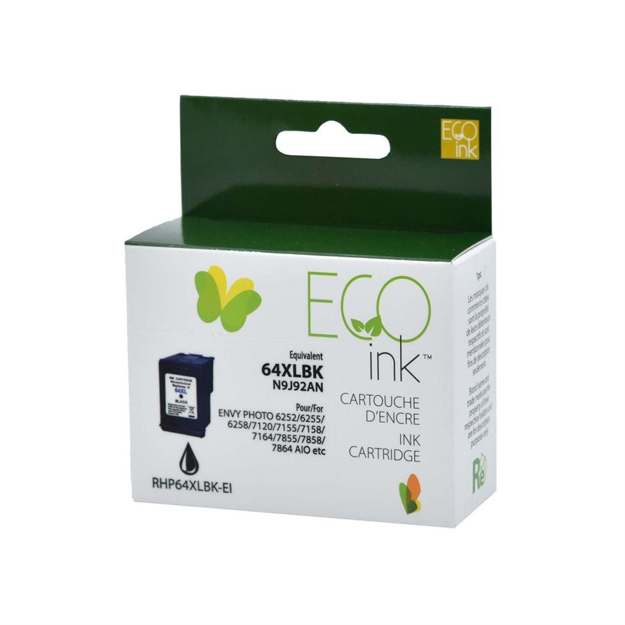 HP 64XL Combo Pack (Black / Colour) Remanufactured EcoInk with Ink Level Indicator - High Yield