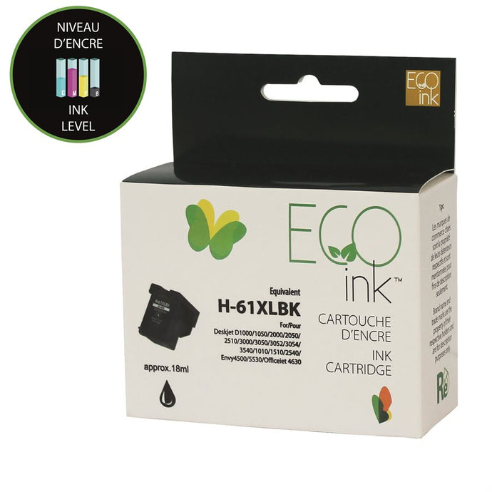 HP 61XL Combo Pack (Black / Colour) Remanufactured EcoInk with ink level indicator - High Yield